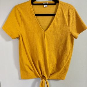 Mustard Tie Front Top